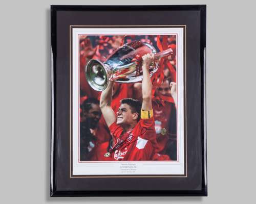Steven Gerrard autographed Liverpool Champions of Europe Istanbul photograph