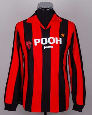 Fulvio Collovati red and black No. 5 AC Milan match worn long-sleeved shirt, 1981