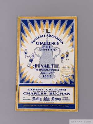 F.A. Cup Final programme Bolton Wanderers v Portsmouth, played at Wembley Stadium, 27th April 1929, 26-page
  overall good, rust staple marks, minor m