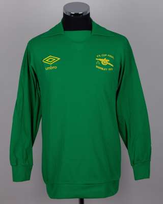 Pat Jennings green No.1 Arsenal v. Ipswich Town F.A.Cup Final goalkeepers shirt, 1978