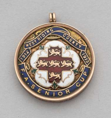 9ct gold & enamel West Riding County FA Senior Cup winners medal awarded to the Bradford Park Avenue manager Tom Maley in season 1912-13,
 fully inscr
