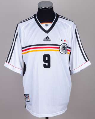 Olaf Marschall white and black No.9 Germany Confederations Cup shirt, 1999