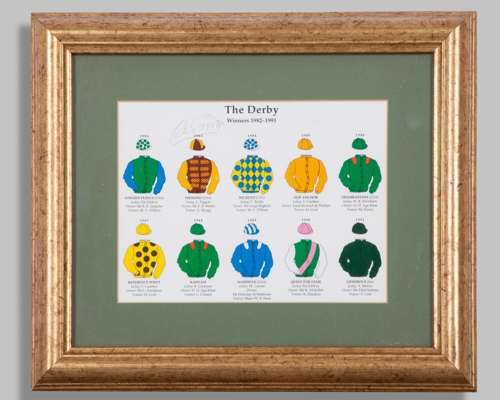 Lester Piggott signed Derby print