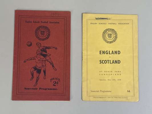 An England v. Scotland Schools International match programme, 12/5/1934, match played at Highbury 
 and An England v. Scotland Schools International m