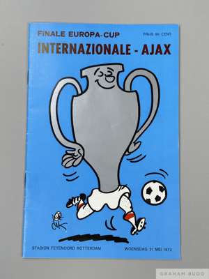 European Cup Final programme match between Internazionale Milan v Ajax Amsterdam, played in the Feyenoord Stadium, Rotterdam on 31st May 1972