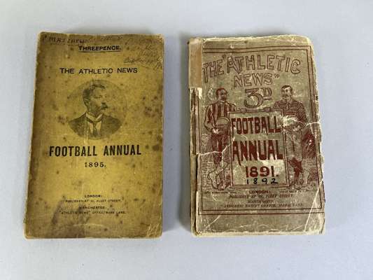 Athletic News annuals 1891-92 & 1895-96, 
 both complete and good for age, 1891-92 has some damage to spine but covers complete, 1895 good, (2)