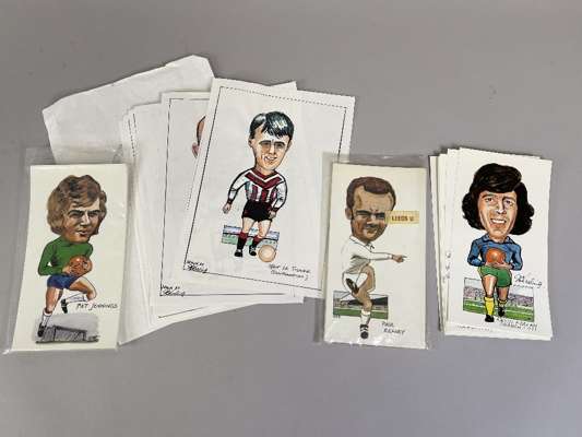 Soccer Characters by GB Keeling sets of Tottenham Hotspur (12),
 and Leeds United (12), Norwich City (12), sold with original artwork signed by George