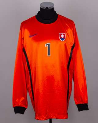Ladislav Molnar orange and black No.1 Slovakia goalkeepers shirt, 1996