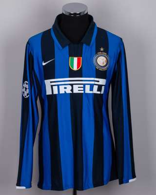 Zlatan Ibrahimovic blue and black No.8 Inter Milan autographed long-sleeved shirt, 2007-08
