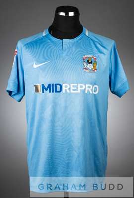 Michael Doyle blue Coventry no.8 home jersey, season 2018-19,
 short-sleeved wit SKY BET LEAGUE ONE EFL and SKY BET WHEN THE FUN STOPS STOP sleeve bad
