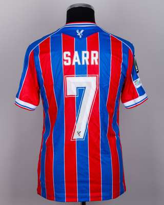 Ismaïla Sarr red and blue No.7 Crystal Palace v. AEK Larnaca match worn shirt