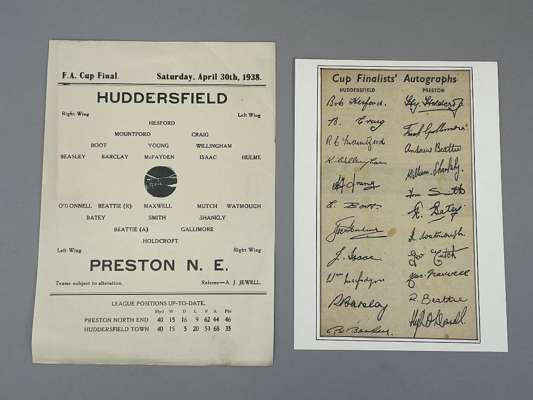 A 'pirate' programme for the 1938 F.A. Cup Final Huddersfield Town v Preston North End, 
 single-sheet; sold with a souvenir of facsimile cup finalist