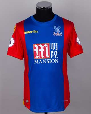 Zeki Fryers blue and red No.19 Crystal Palace match worn short-sleeved shirt, 2016-17