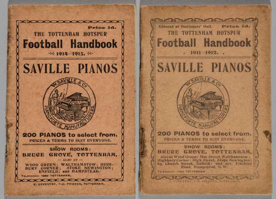 Tottenham Hotspur Football Handbooks for 1911-12 and 1914-15,
 both in good condition, (2)