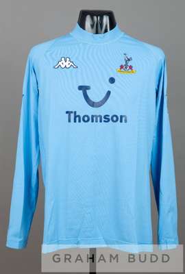 Darren Anderton blue Tottenham Hotspur no.7 away jersey, season 2003-04,
 long-sleeved with BARCLAYCARD PREMIERSHIP sleeve badges, club crest and spon