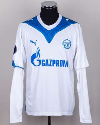 Pavel Pogrebnyak white and blue No.8 Zenit St Petersburg long-sleeved shirt