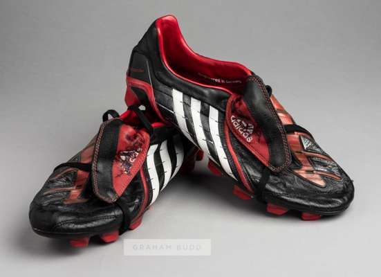 Two Portsmouth jersey's, England U-21 jersey and Hermann Hreidarsson signed football boots, 
 comprising Tom Kilbey white and claret Portsmouth no.36 