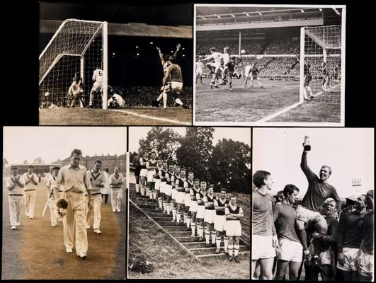 Collection of original b&w press photographs circa 1947-1970, mostly football, some cricket and a little boxing, with very good 1966 World Cup coverag