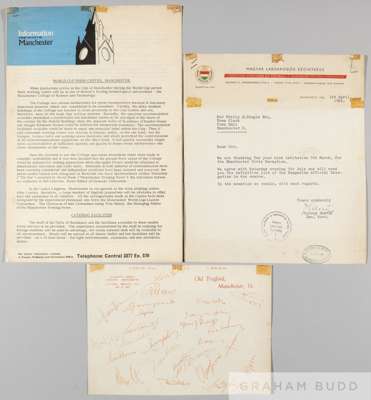 Manchester United FC letterhead signed by the Hungary 1966 World Cup squad