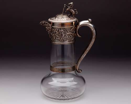 Victorian silver-mounted glass claret jug horse racing trophy won by “Rector” in 1897