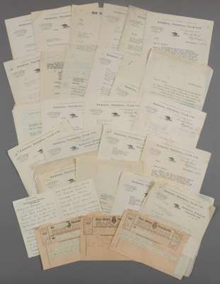 An archive of Herbert Chapman Arsenal FC correspondence relating to the attempt to sign a player from Cliftonville FC, Northern Ireland, to Arsenal in