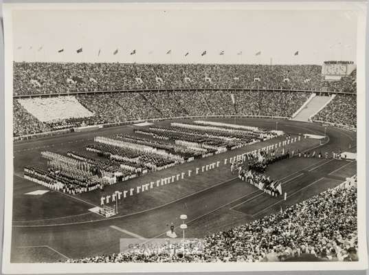 OLYMPIC GAMES 1936 THE OPENING CEREMONY AT THE OLYMPIC STADIUM BERLIN ORIGINAL PRESS PHOTOGRAPH 

 RARE ORIGINAL BLACK & WHITE 9 ½” x 7” PHOTOGRAPH PU