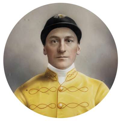 A hand coloured portrait of Bernard ''Brownie'' Carslake