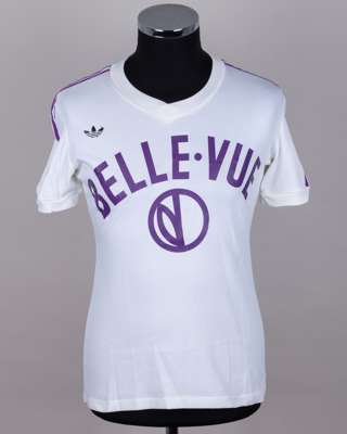 Kenneth Brylle Larsen white and purple No.9 Anderlecht short-sleeved shirt, 1979-80
