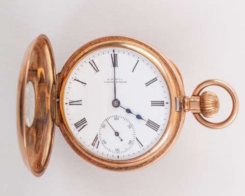 Bill Seddon a yellow-metal half hunter pocket watch by A.W.W. Co
