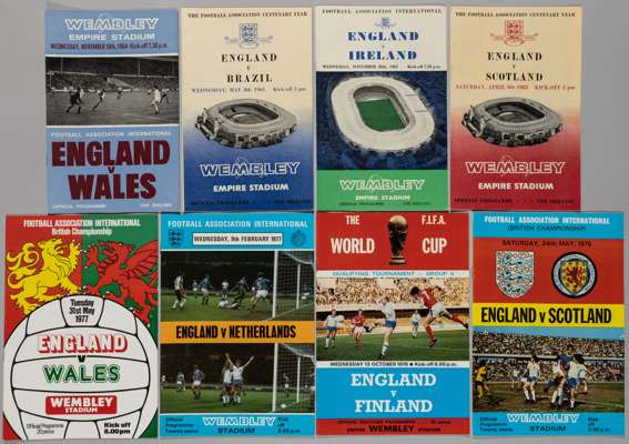 England home programmes, all played at Wembley, 1963-85,
 believed to be a continuous run, not checked, includes v Brazil 8th May 1963; v Belgium 21st