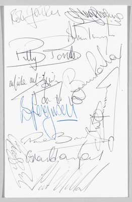 Signed West Ham United dinner dance & cabaret menu, held at Heybridge Moat House, 14th January 1979,
 signed in blue and black ink on reverse Brooking