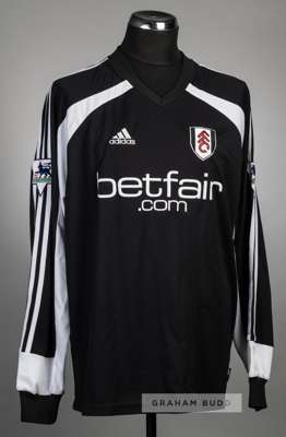 Junichi Inamoto signed black Fulham no.6 away jersey, season 2002-03,
 Adidas, long-sleeved with THE FA PREMIER LEAGUE sleeve badges, club crest and s