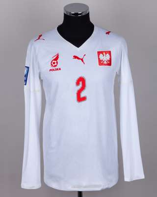 Grzegorz Wojtkowiak white and red No.2 Poland short-sleeved shirt