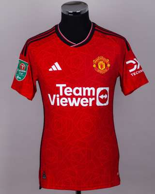 Kobbie Mainoo red No.37 Manchester United v. Newcastle United short-sleeved shirt, 2023