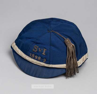 Unattributed royal blue Scotland v Ireland international cap 1898-99 British Home Championships,
 Manufactured by F.A. Lumley, of Sauchiehall Street, 