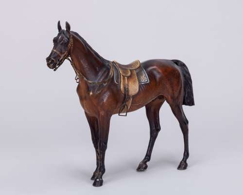 Cold painted bronze model of a saddled hunter