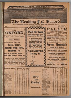 Bound volume of Reading FC home programmes season 1933-34,
 comprising first team (Football League Div 3) and reserves (Football Combination) fixtures
