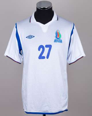 Ali Gokdemir blue and white No27 Azerbaijan v. Japan short-sleeved shirt, 2012