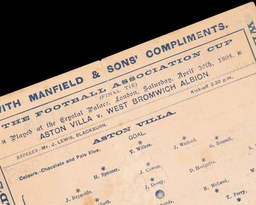 An extremely rare Aston Villa v. West Bromwich Albion F.A.Cup final programme, 1895