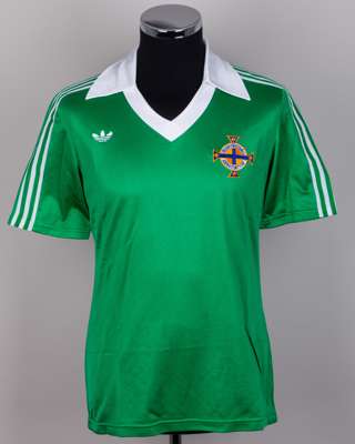 Jim McLean green and white No.12 Northern Ireland short-sleeved shirt, c.1980