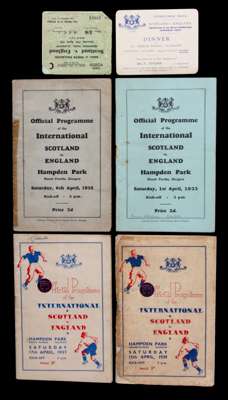 Ten 1930s Scotland v England football programmes, comprising: a VIP edition of the Scotland v England international programme played at Hampden Park 2