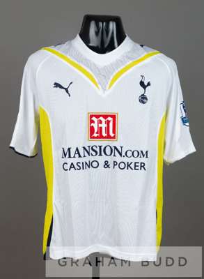 Kylie Naughton white and yellow Tottenham Hotspur no.16, season 2009-10,
 short-sleeved with BARCLAYS PREMIER LEAGUE sleeve badges, club crest and spo