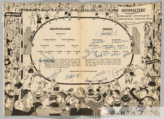 1954 World Cup programme signed by the Turkey team in the Group 2 match v West Germany