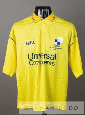 Ian Holloway yellow Bristol Rovers no.7 away jersey, season 1989-90,
 by Spall, short-sleeved with THE FOOTBALL LEAGUE sleeve badges, embroidered club