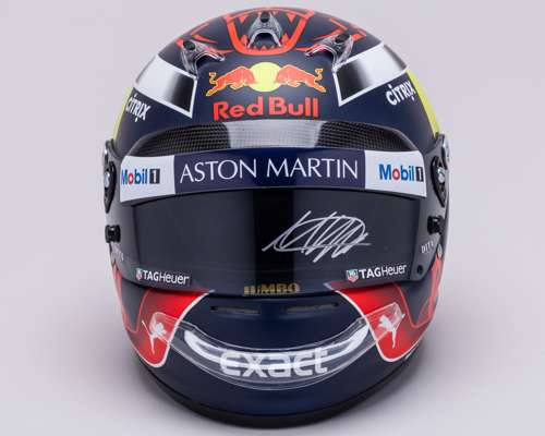 Max Verstappen Signed Arai GP6 Red Bull Racing Visor on an Unofficial Replica Helmet