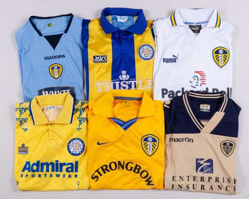 Six replica Leeds United shirts (6)