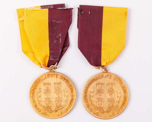 Two David Hemery 1/10 10K.G.F. New England Intercollegiate medals