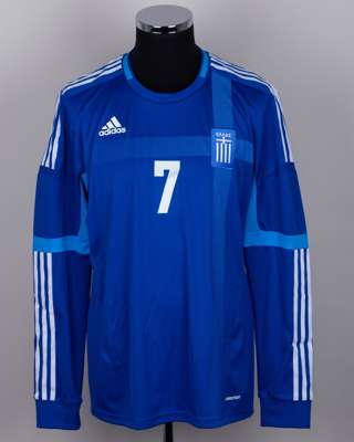 Giorgos Samaras blue No.7 Greece v. Republic of Ireland match worn long-sleeved shirt, 2012