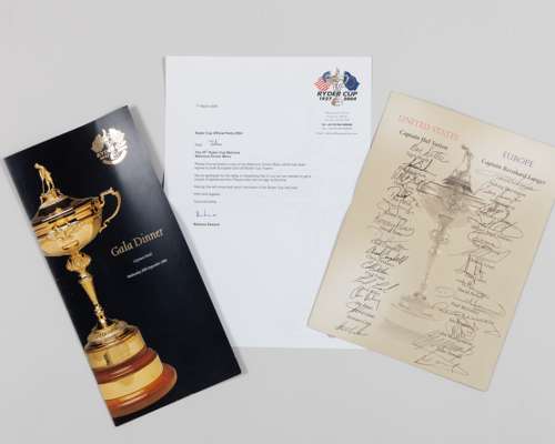 John O'Leary a 2004 Ryder Cup autographed Welcome Dinner menu
