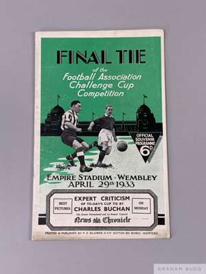 F.A. Cup Final programme Everton v Manchester City, played at Wembley Stadium, 29th April 1933
 22-page, covers slightly marked, overall good